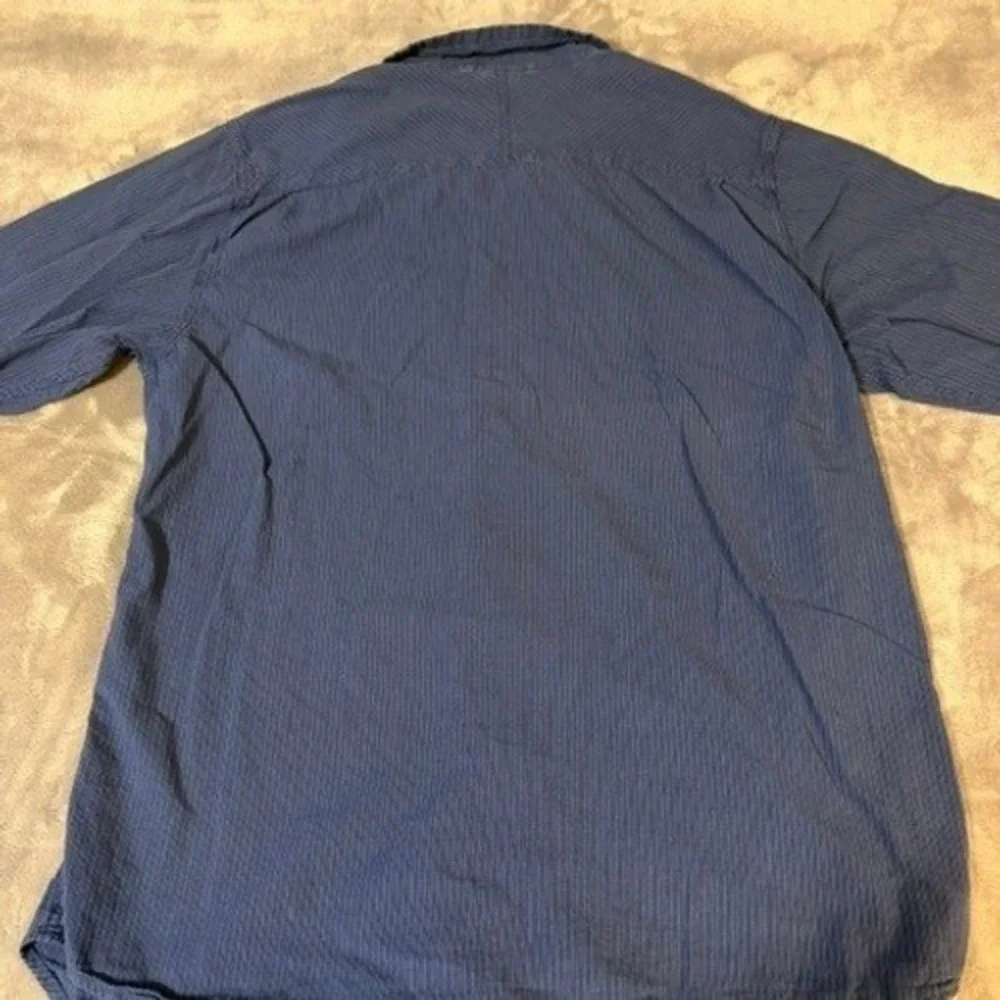 The North Face Mens Blue Seersucker Striped Long Sleeve Button Down Shirt XLAP6V